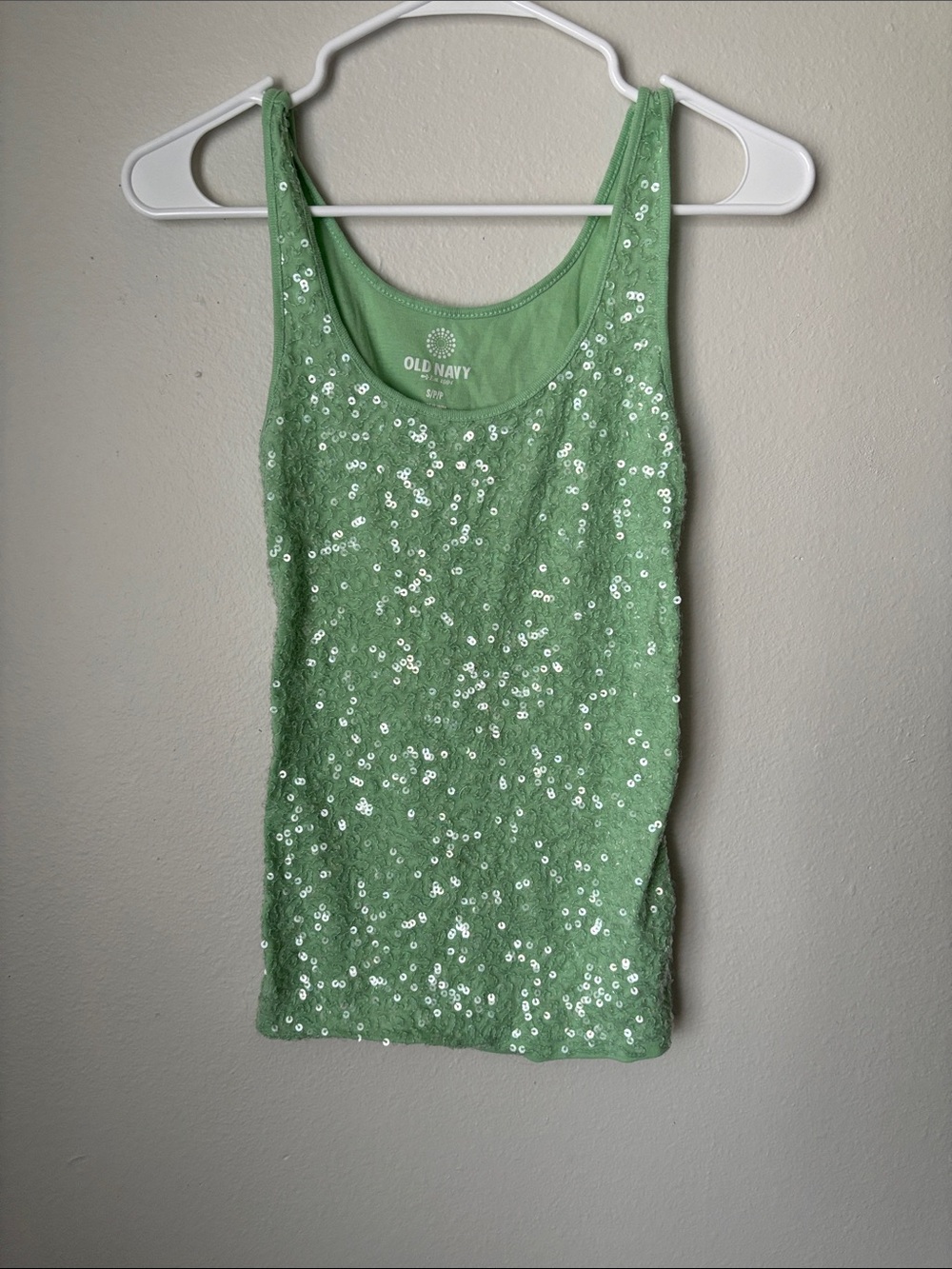 Old Navy Light Green Sequin Tank Top